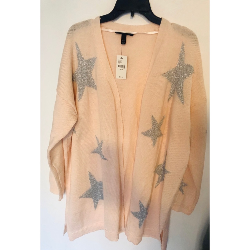Pink Star Open Front Cardigan